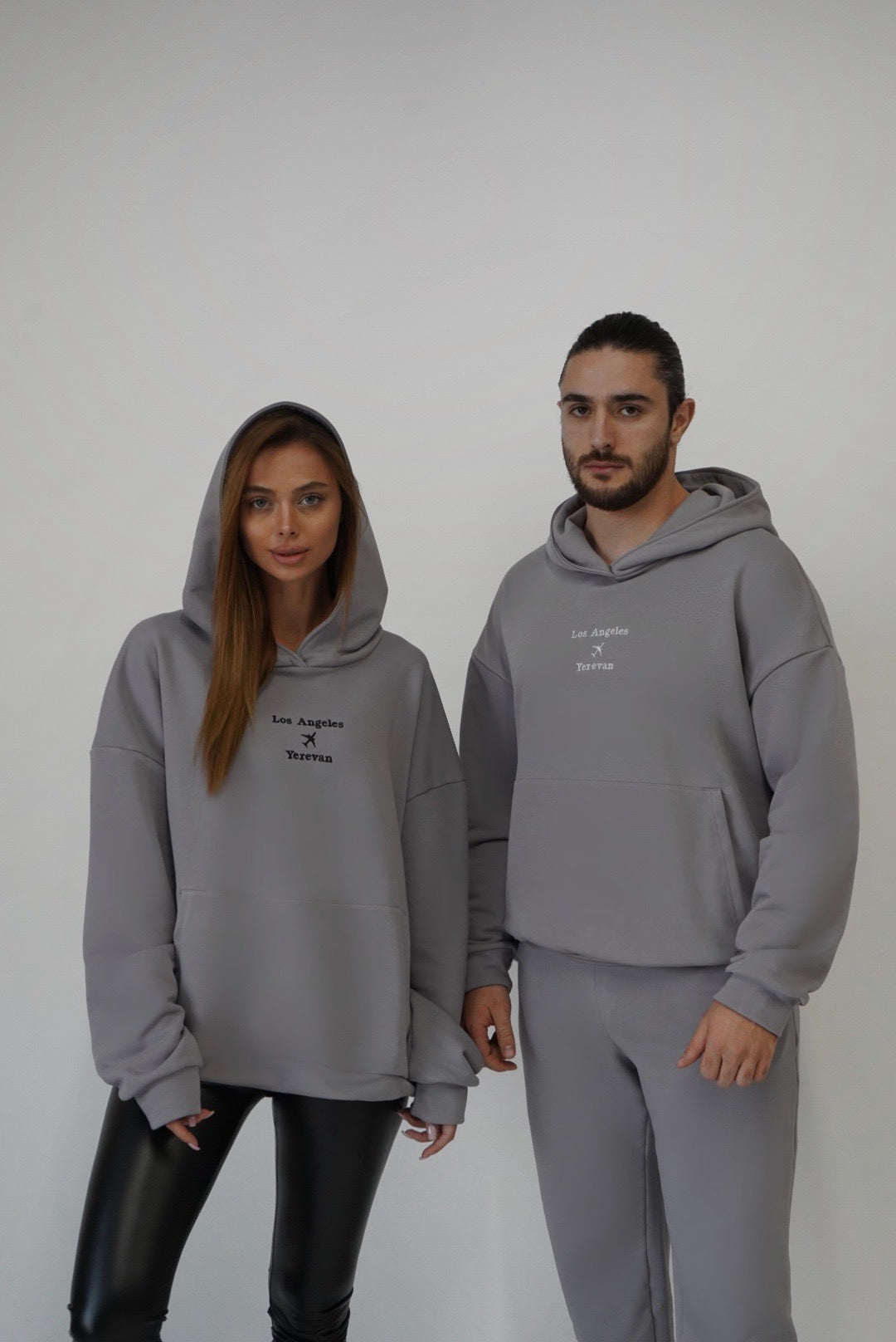 Men "LA-YVN" Hoodie -  Grey/White