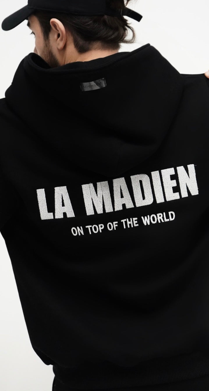 Unisex "LA MADIEN" zip-up Hoodie - Black