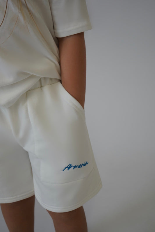 Kids “Armenia” Shorts - White/Blue