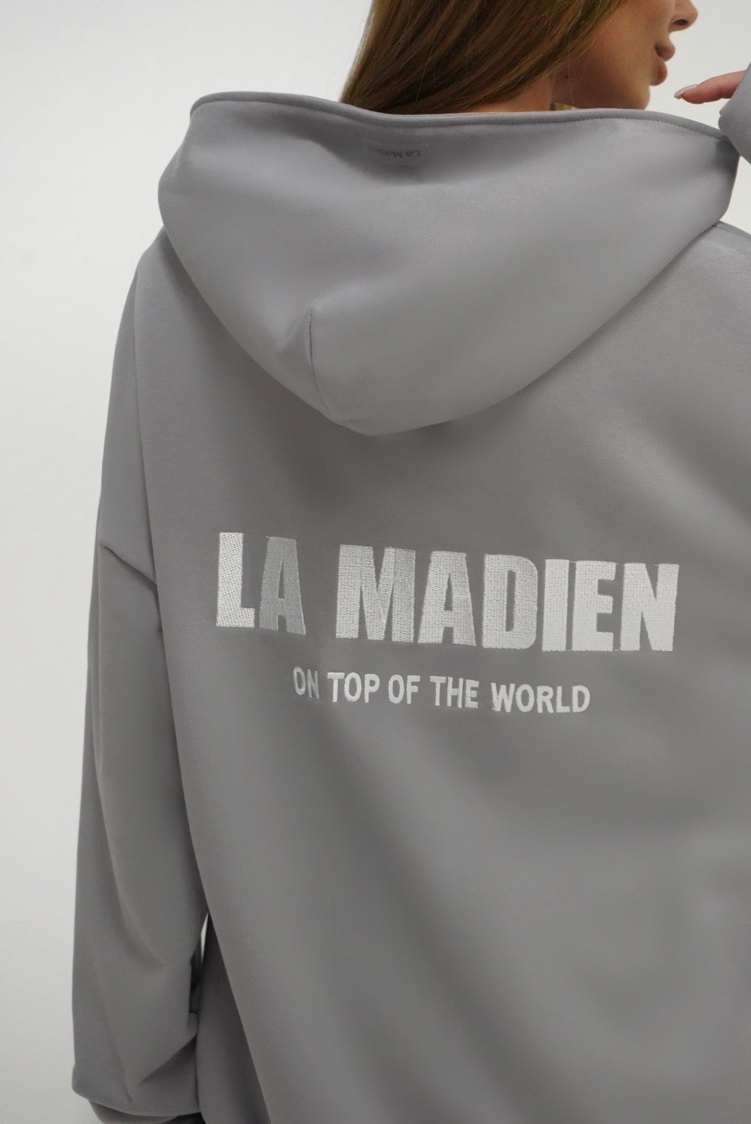 Unisex "LA MADIEN" zip-up Hoodie - Grey