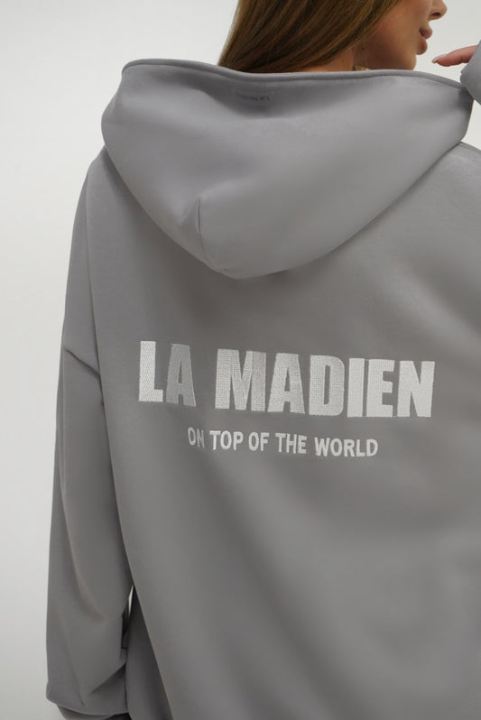 Unisex "LA MADIEN" zip-up Hoodie - Grey