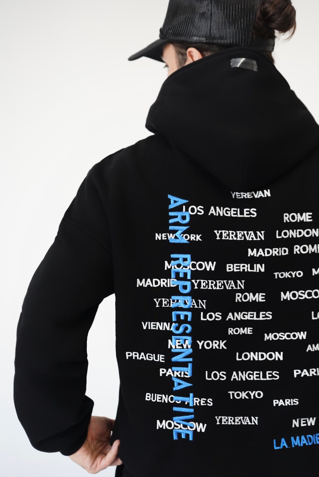 Men "ARM REPRESENTATIVE" Hoodie Black/Blue