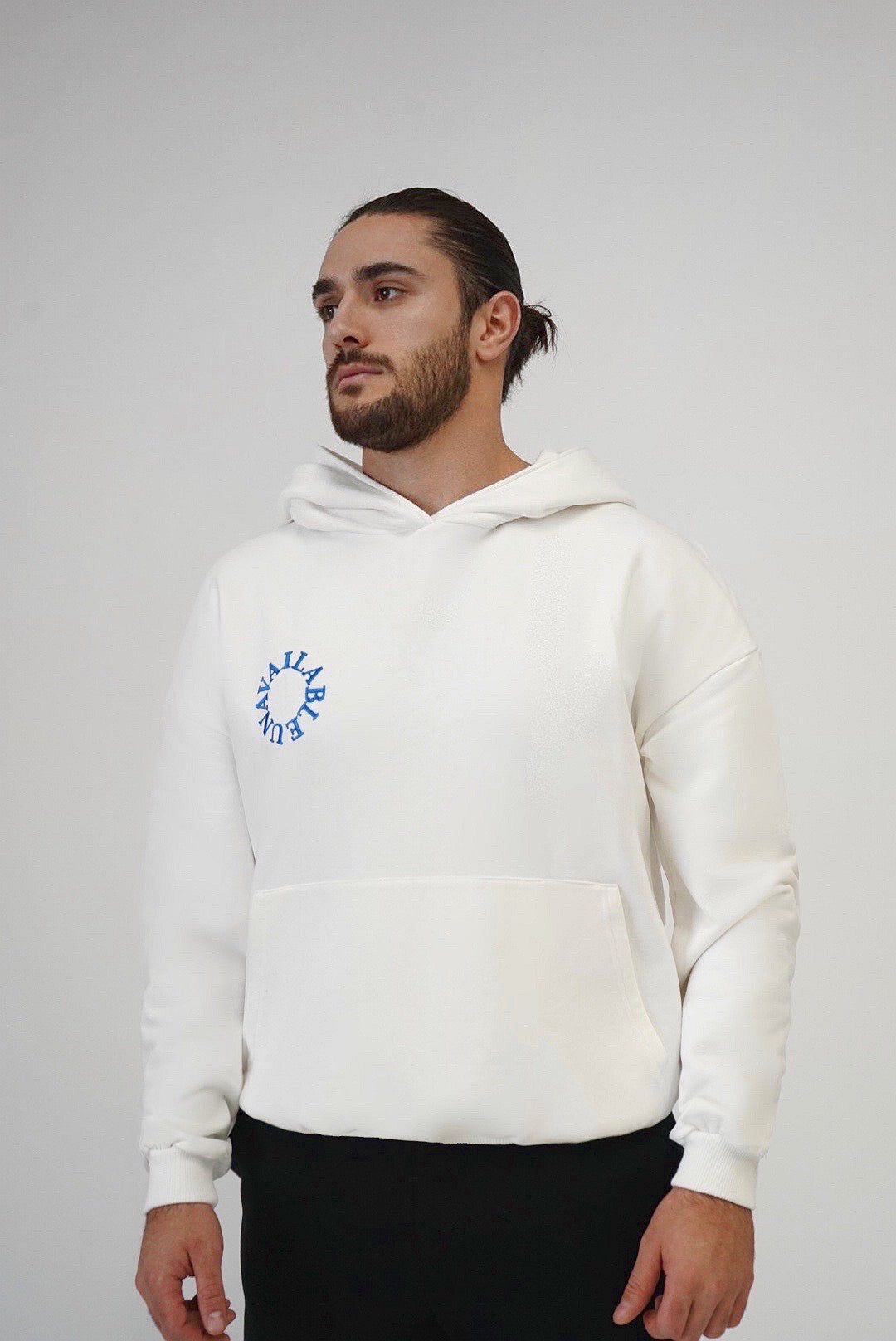 Men "UNAVAILABLE" Hoodie - White/Blue