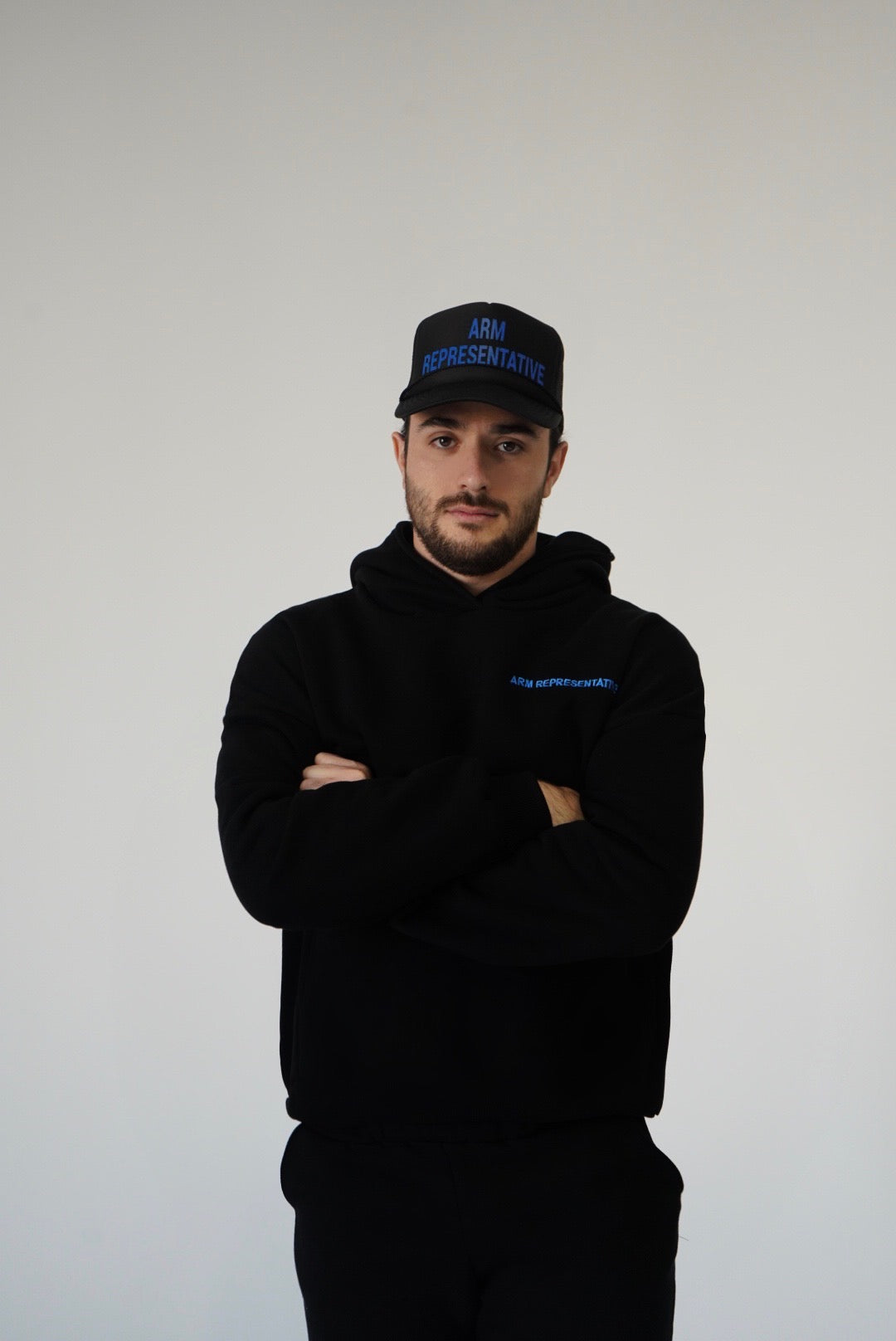 Men "ARM REPRESENTATIVE" Hoodie Black/Blue