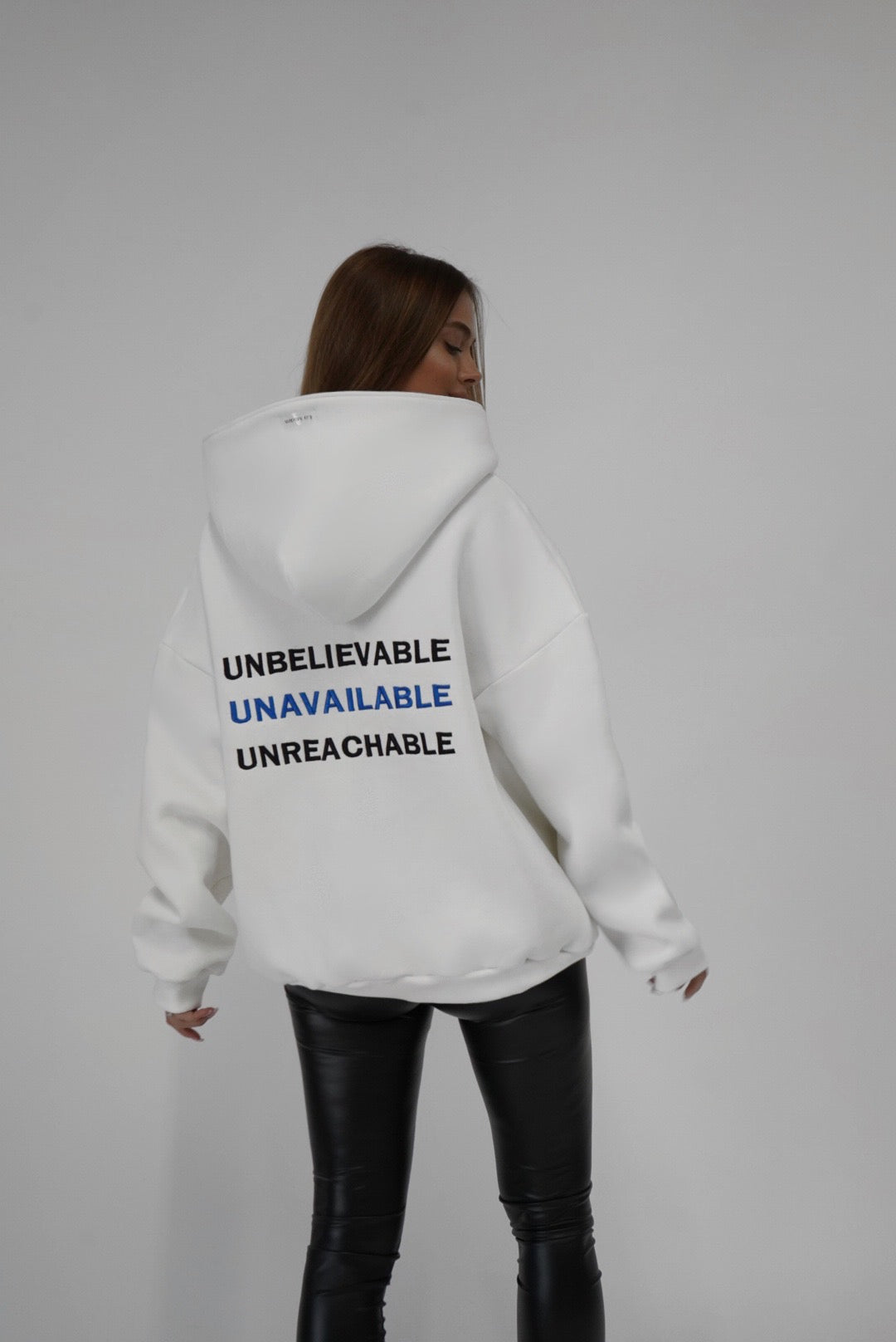 Women "Unavailable" Hoodie - White/Blue