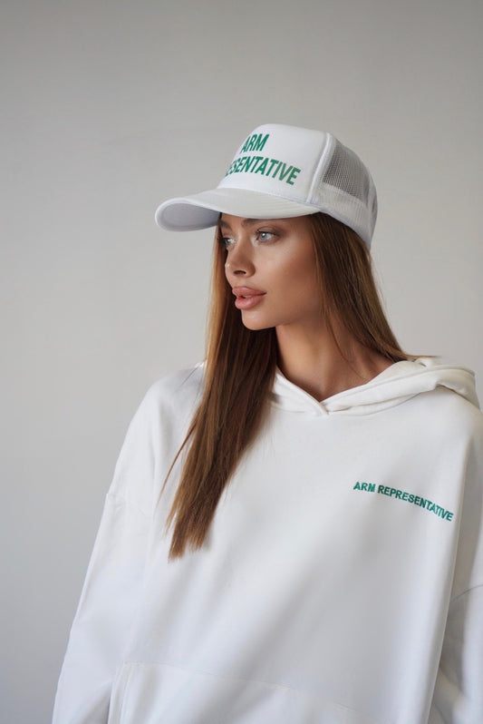 Women "ARM REPRESENTATIVE" Hoodie - White/Green