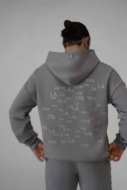 Men "LA-YVN" Hoodie -  Grey/White