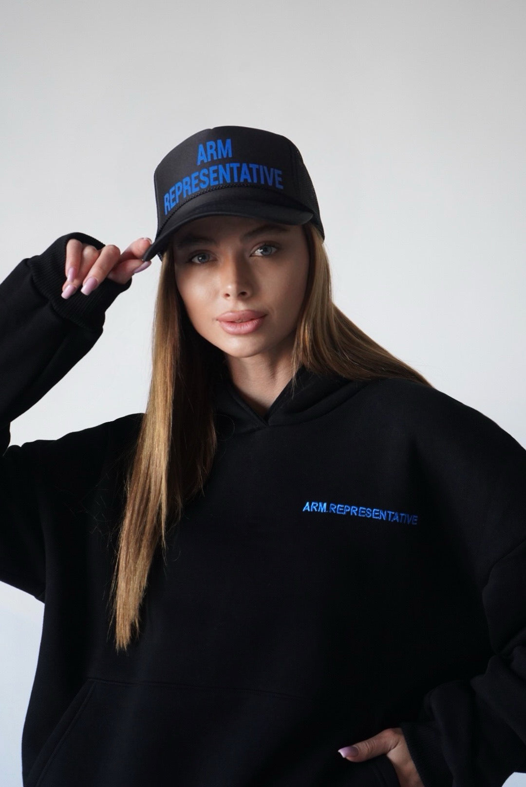 Women "ARM REPRESENTATIVE" Hoodie Black/Blue