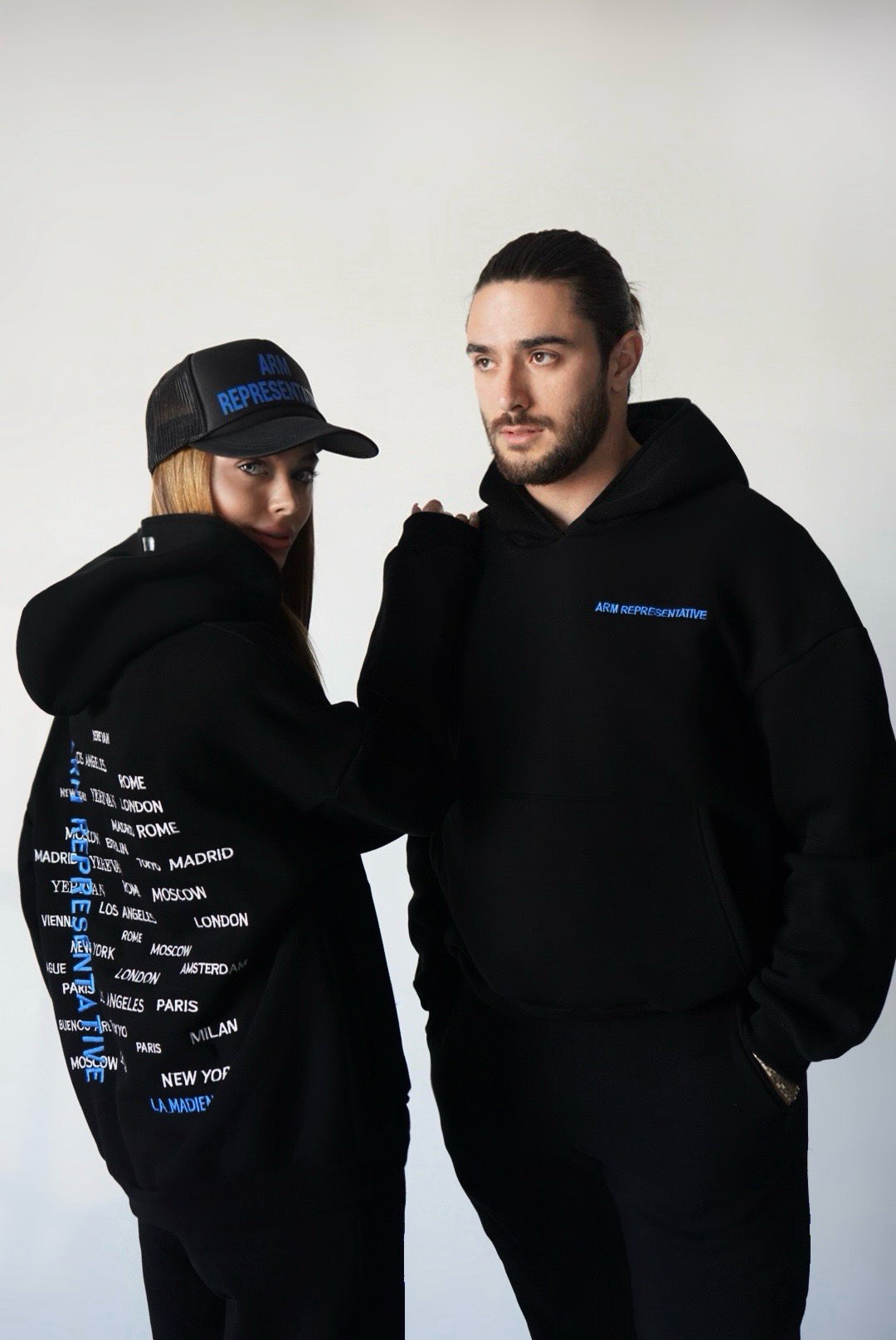 Women "ARM REPRESENTATIVE" Hoodie Black/Blue