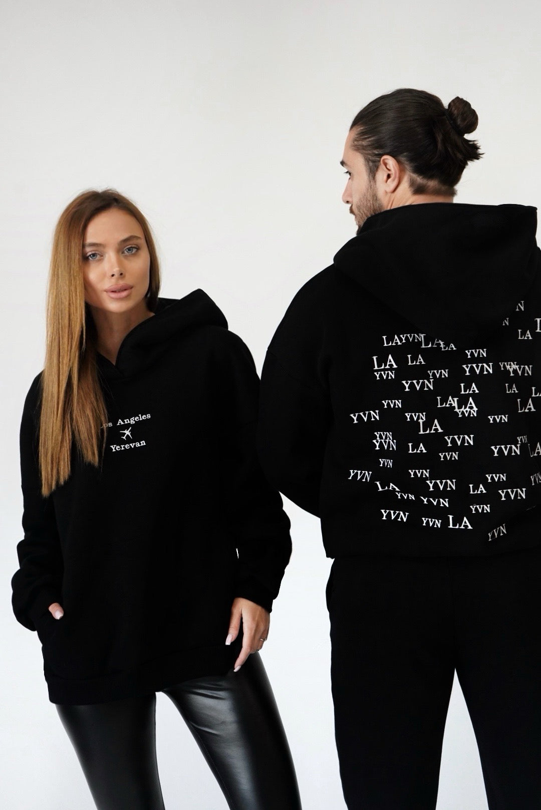 Men "LA-YVN" Hoodie Black