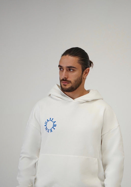 Men "UNAVAILABLE" Hoodie - White/Blue