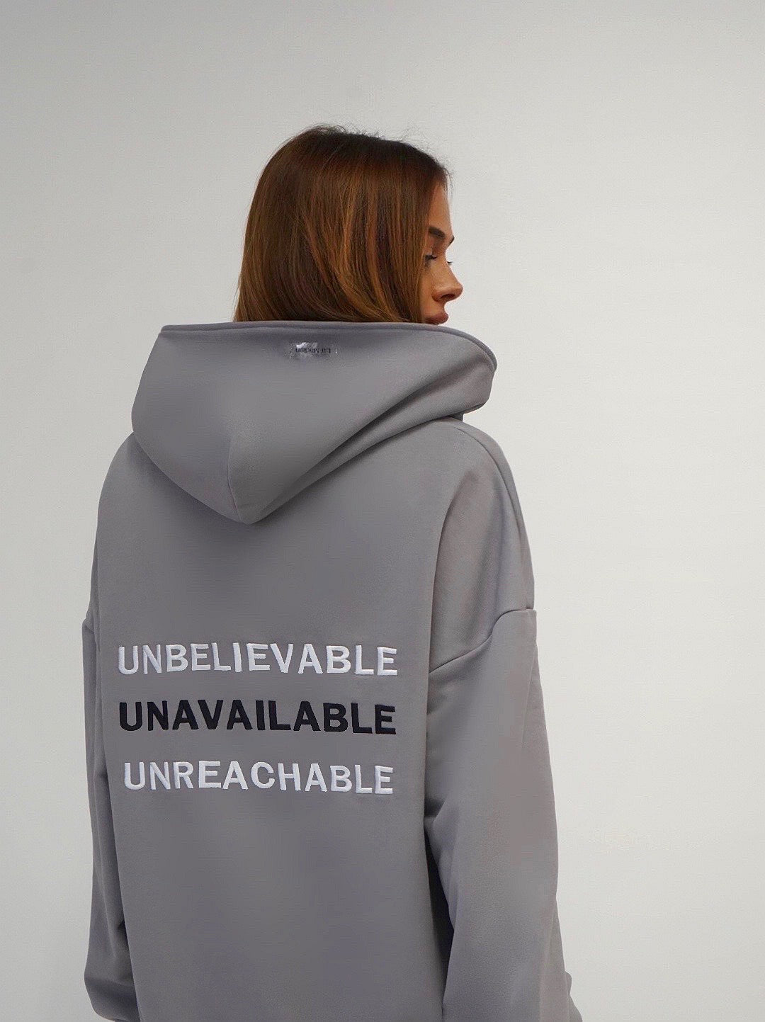 Women "UNAVAILABLE" Hoodie - Grey/Black