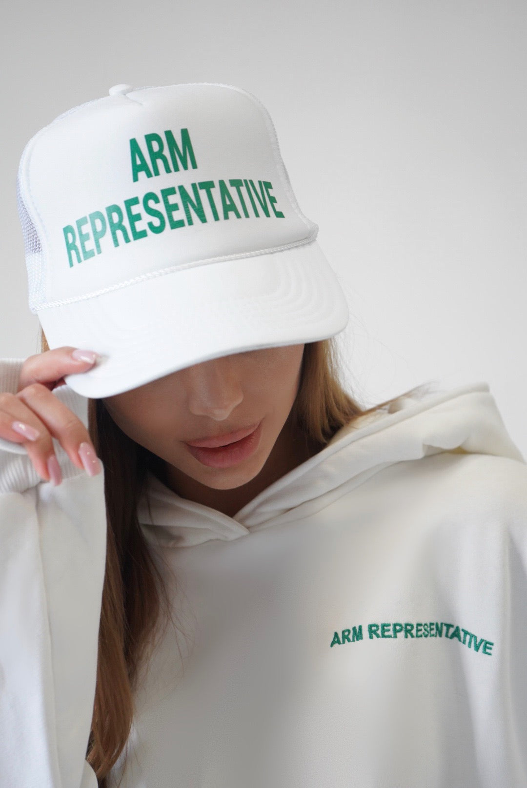 Women "ARM REPRESENTATIVE" Hoodie - White/Green